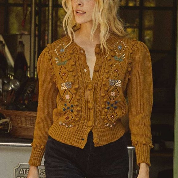 Doen Sweaters - DOEN Forget me not Sweater Oak, Organic Cotton And Wool blend Cardigan